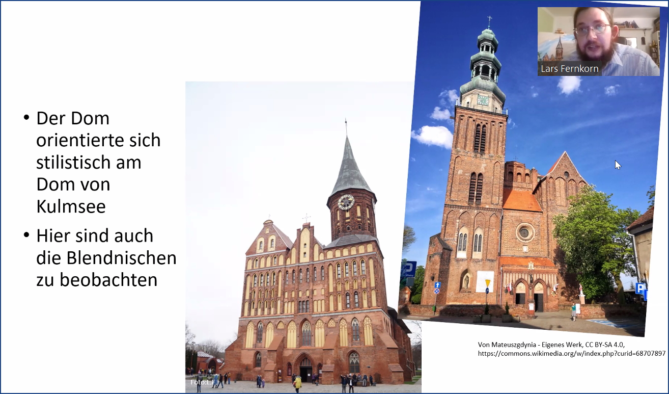 Screenshot: Zwei Fotos vom Königsberger Dom und Bild von Lars Fernkorn